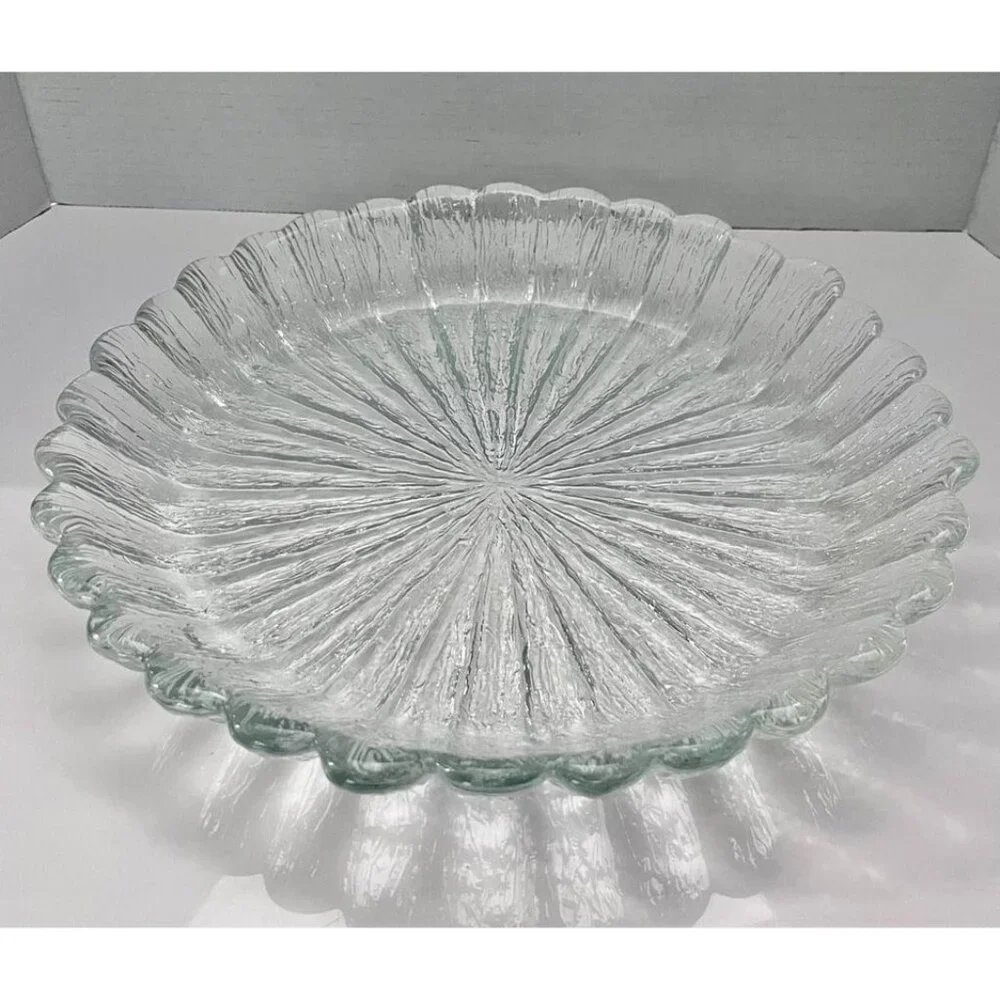 MCM Rare 1960s Danish Sidse Werner Holmegaard Glass Floral Serving Platter